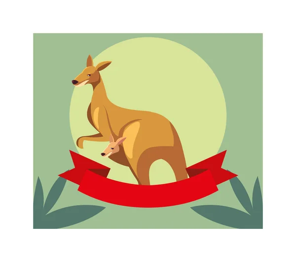 Tarjeta de felicitación con canguro australiano — Vector de stock