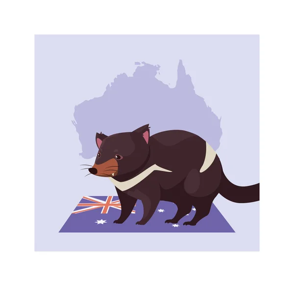 Grußkarte mit australischem Tasmanischen Teufel — Stockvektor