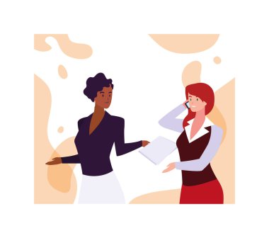 İş ofisindeki iş kadınları, profesyonel iş kadınları.