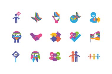 Sıfır ayrımcılık gününün simgesi, düz biçim simgeleri