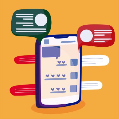 Smartphone and bubbles of social media concept vector design