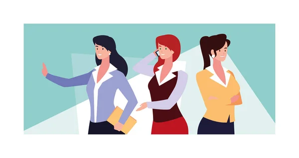 Businesswomen in the work office, business professional women — Stock Vector