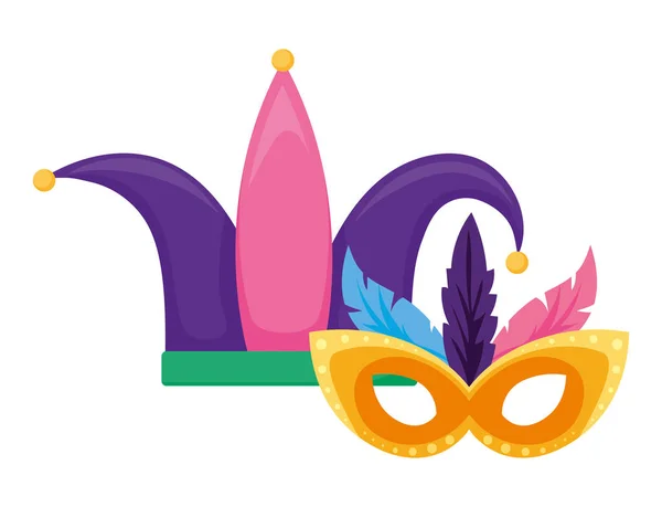 Geïsoleerde Mardi gras masker en hoed vector ontwerp — Stockvector