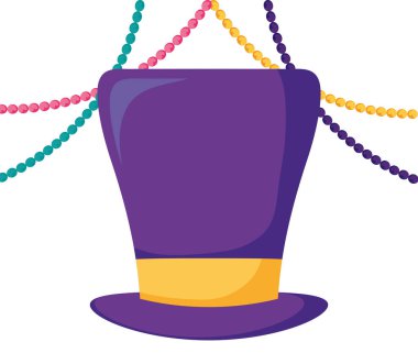 Isolated mardi gras hat and necklaces vector design