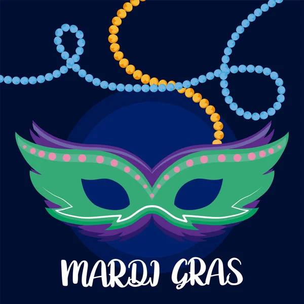 Mardi gras maska s náhrdelníky vektorový design — Stockový vektor