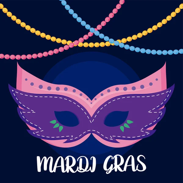 Μάσκα Mardi Gras με necklaces vector design — Διανυσματικό Αρχείο