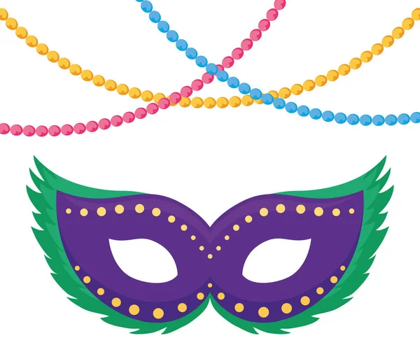 Isolated mardi gras mask and necklaces vector design — ストックベクタ
