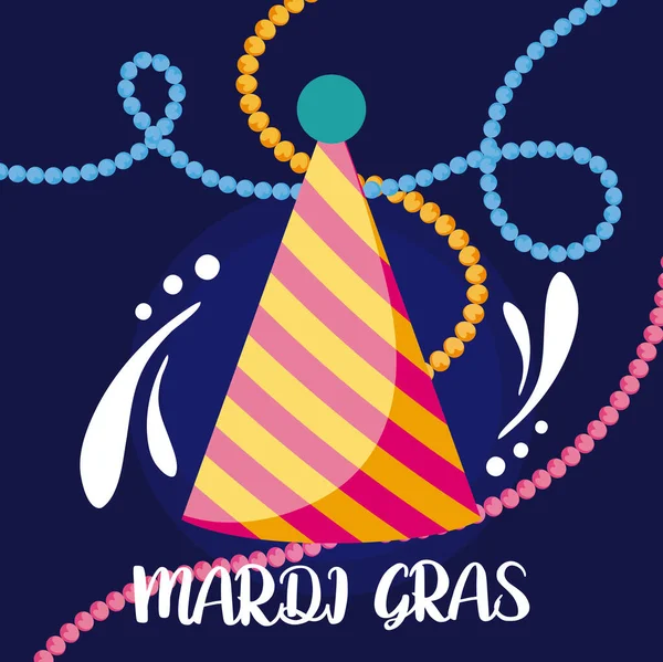 Καπέλο Mardi Gras με σχέδιο vector κολιέ — Διανυσματικό Αρχείο