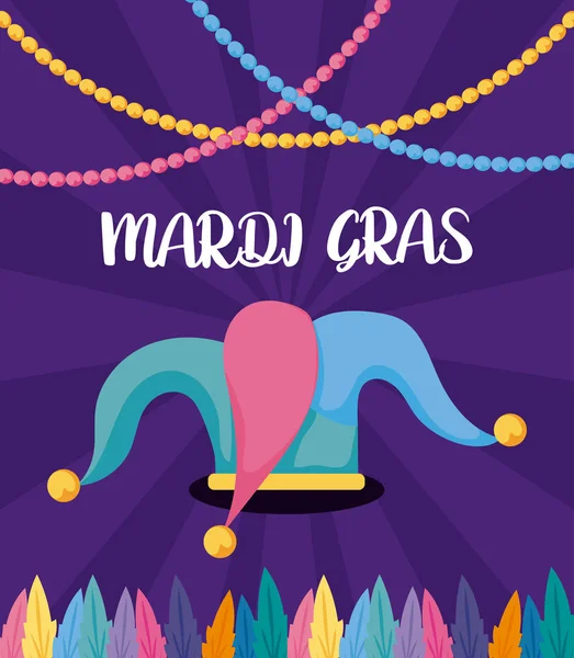 Καπέλο Mardi Gras με σχέδιο vector κολιέ — Διανυσματικό Αρχείο