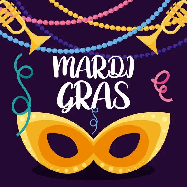 Μάσκα Mardi Gras με διανυσματικό σχεδιασμό τρομπέτας — Διανυσματικό Αρχείο
