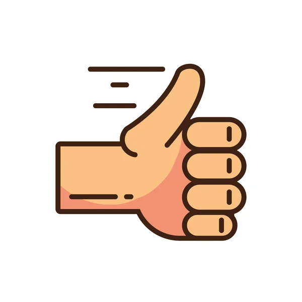 Hand with thumb up icon, fill style and colorful design — ストックベクタ