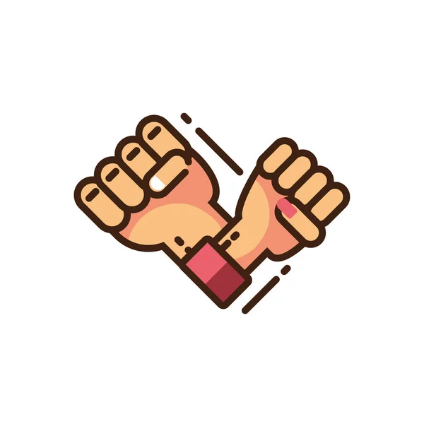 Hands fist up icon, colorful fill style — Stok Vektör