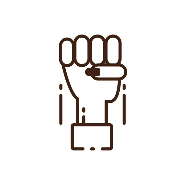 Main féminine avec poing levé, icône de style ligne — Image vectorielle