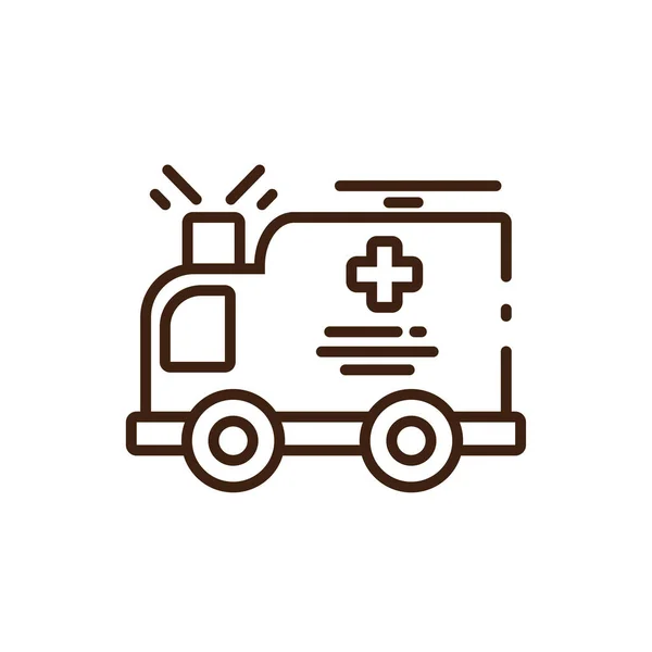 Cartoon Krankenwagen Ikone, Linienstil — Stockvektor