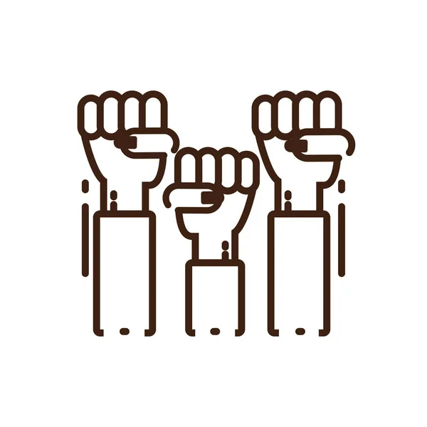 Hands with fists up icon, line style — 스톡 벡터