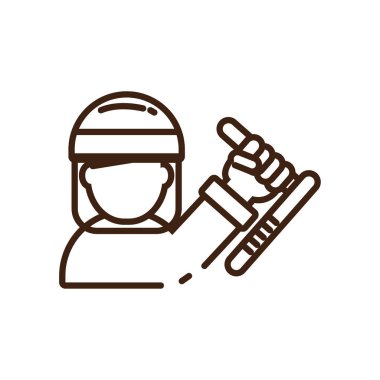 police holding a bat icon, line style
