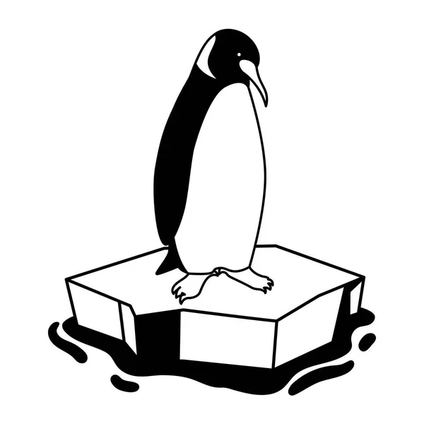 Pinguïn op een ijsschots drijvend — Stockvector