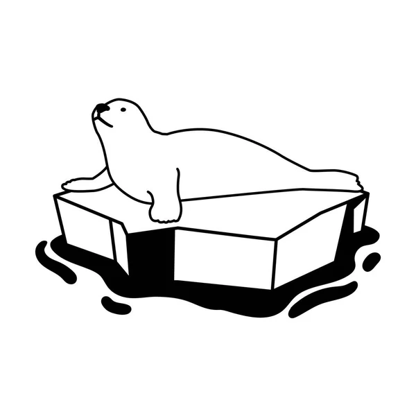 Seal on an ice floe drifting — Stock vektor