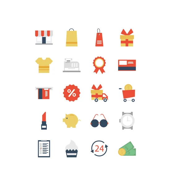 Set of icon shopping, e-commerce on white background — Stock Vector