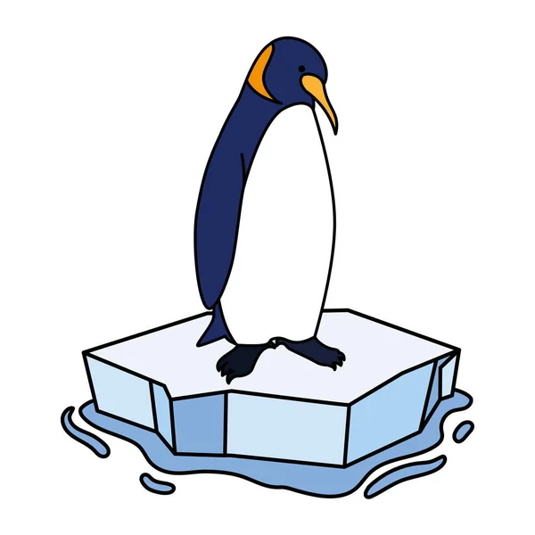 Penguin on an ice floe drifting — Stock vektor
