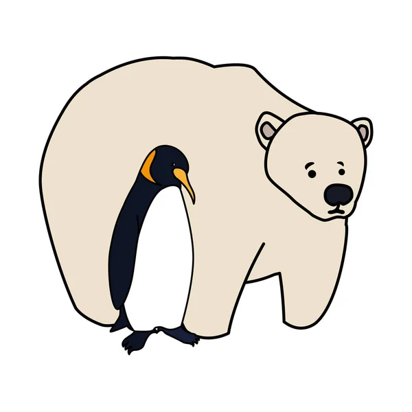 Arctic animals in a white background — 图库矢量图片