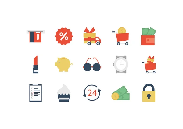 Set of icon shopping, e-commerce on white background — Stock Vector
