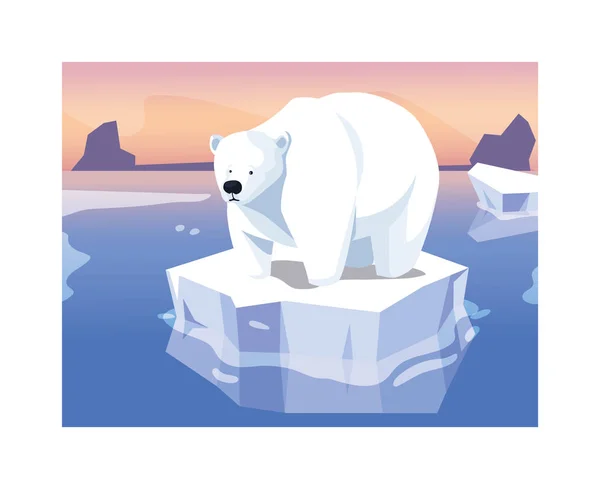 Großer Eisbär auf einer treibenden Eisscholle — Stockvektor
