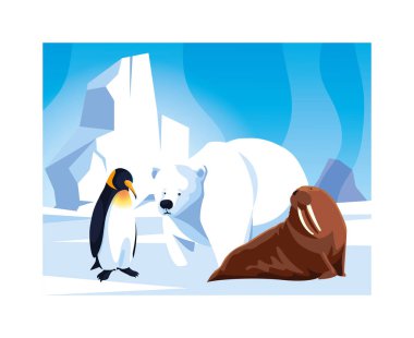 Kuzey kutbunda kutup hayvanları, kutup manzarası