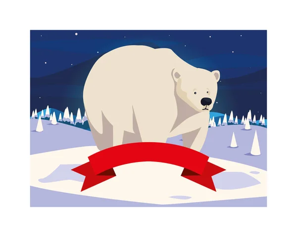 Urso polar no pólo norte, paisagem ártica —  Vetores de Stock