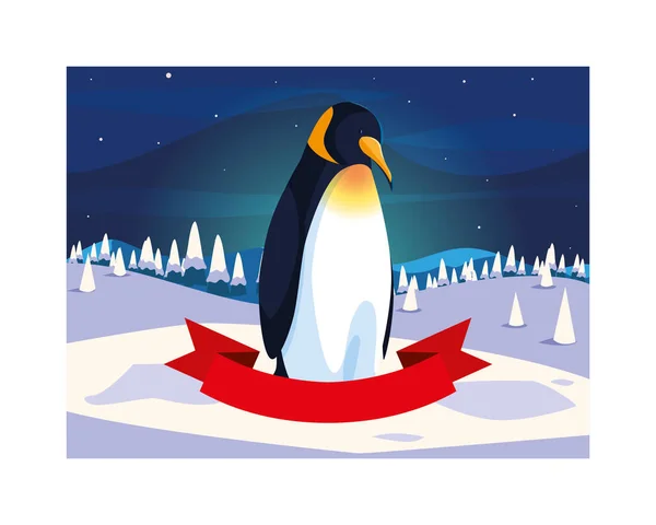 Pinguïn aan de noordpool, poollandschap — Stockvector