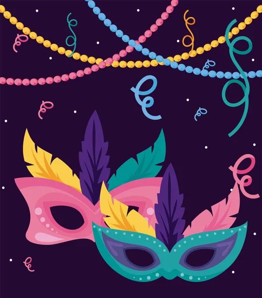 Máscara de Mardi gras con diseño de vectores collares — Archivo Imágenes Vectoriales