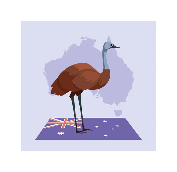 Cartão de saudação com emu australiano — Vetor de Stock
