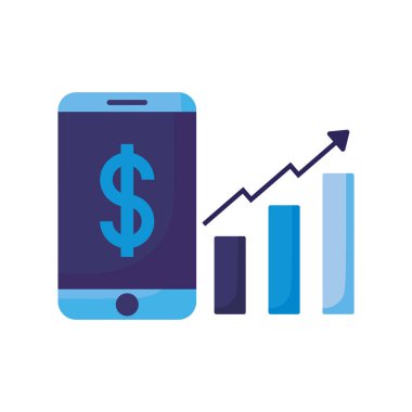 İzole akıllı telefon ve infografik vektör tasarımı