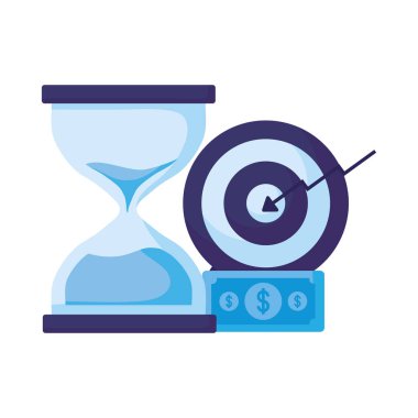 İzole kum saati hedefi ve gaga vektör tasarımı