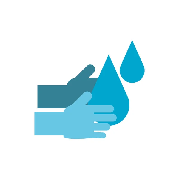 Main avec gouttes d'eau icône, style plat — Image vectorielle
