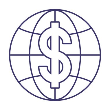 İzole para dolar küresel küre vektör tasarımı