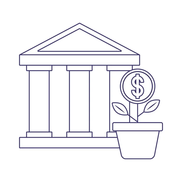 Odizolowana konstrukcja banku pieniądza i wektora roślinnego — Wektor stockowy