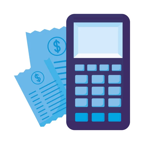 Diseño aislado de vectores de documentos y datáfonos de dinero — Vector de stock