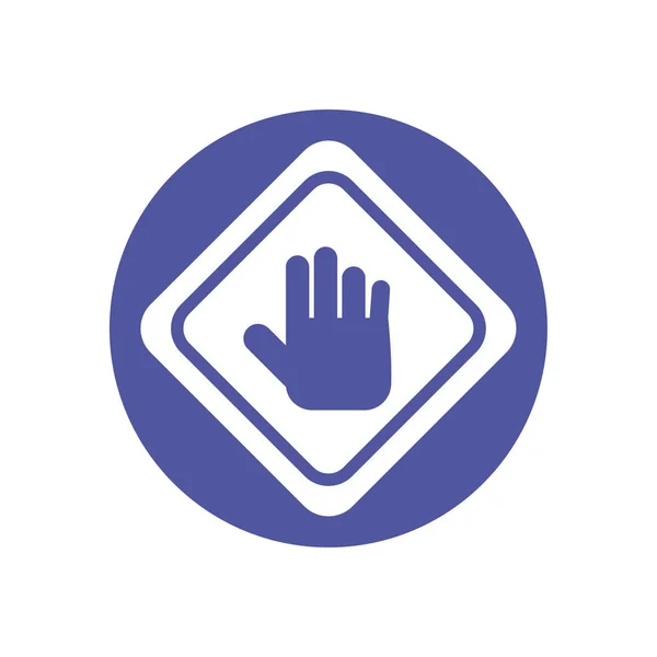 Stop hand sign, block style icon — Stock Vector