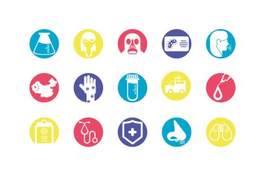 ilaç ve hastalık simgesi seti, blok biçimi