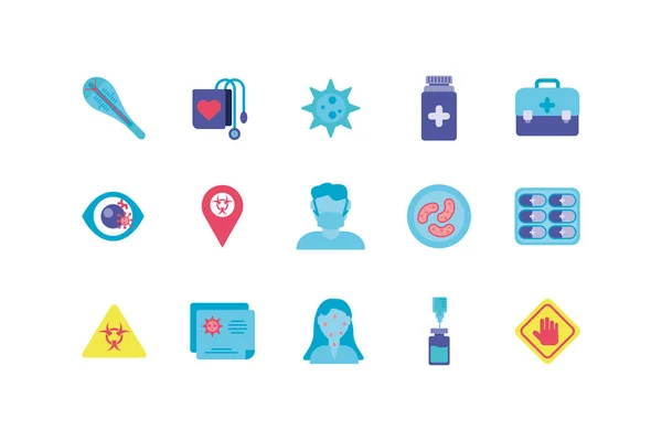 Medizinisches und Krankheitskonzept des Icon Sets, flacher Stil — Stockvektor