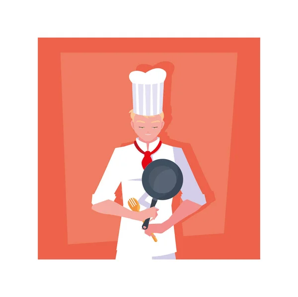 做饭的人，穿着白衣的厨师 — 图库矢量图片
