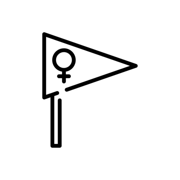 Bandera con símbolo de género femenino, icono de estilo de línea — Archivo Imágenes Vectoriales