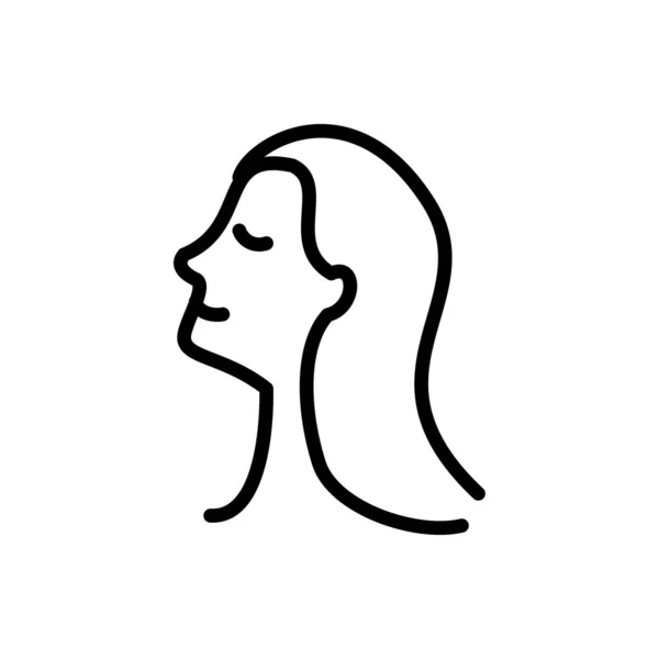 Cartoon woman with long hair, line style icon — Stok Vektör