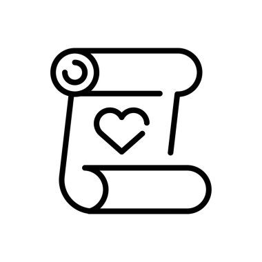 parchment with heart icon, line style icon