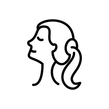 cartoon woman profile , line style icon