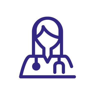 woman doctor icon, thick line style