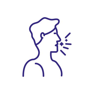 man coughing with bacterias icon, line detail style