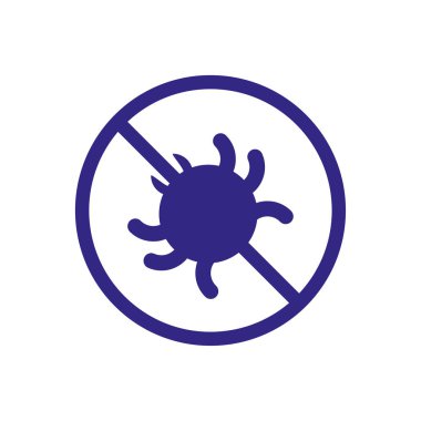 Forbidden Sign With Virus Particle Icon, thick line style