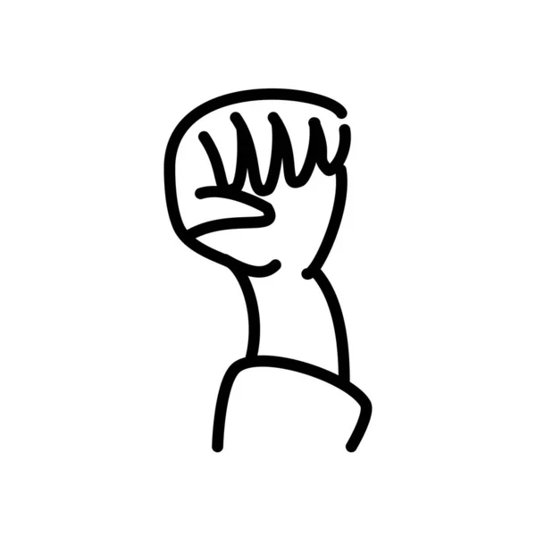 Hand with fist up , line style icon — ストックベクタ